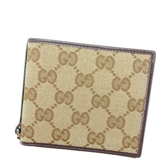 Authentic Gucci Wallet Purse Bifold GG Brown Beige Woman  Used - Picture 1 of 5